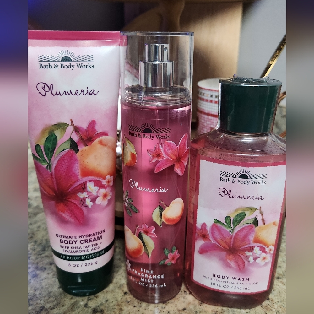 NWT Bath and Body Works PLUMERIA Fragrance Bundle of 3